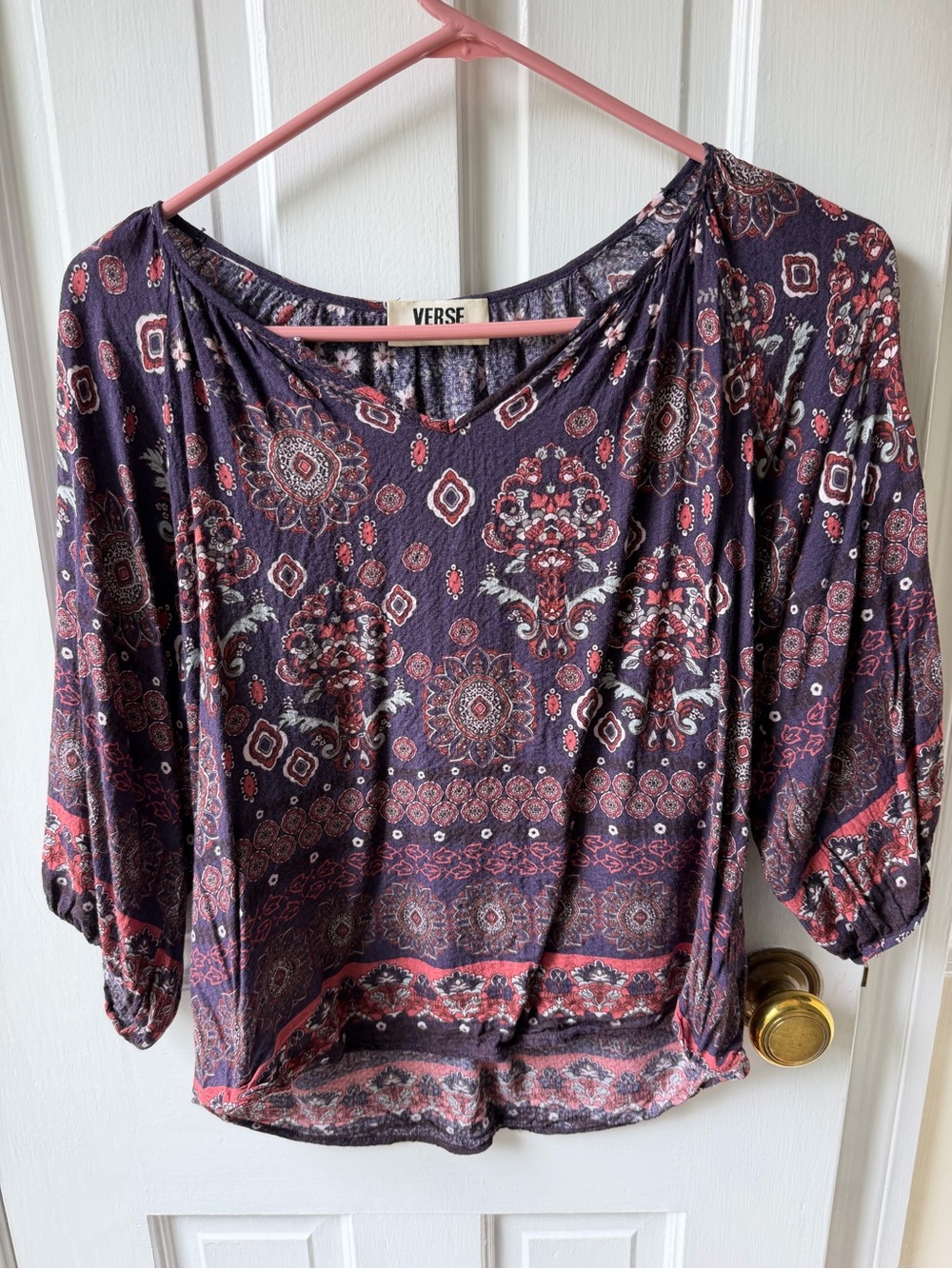 Verse Purple Paisley Print Boho Blouse